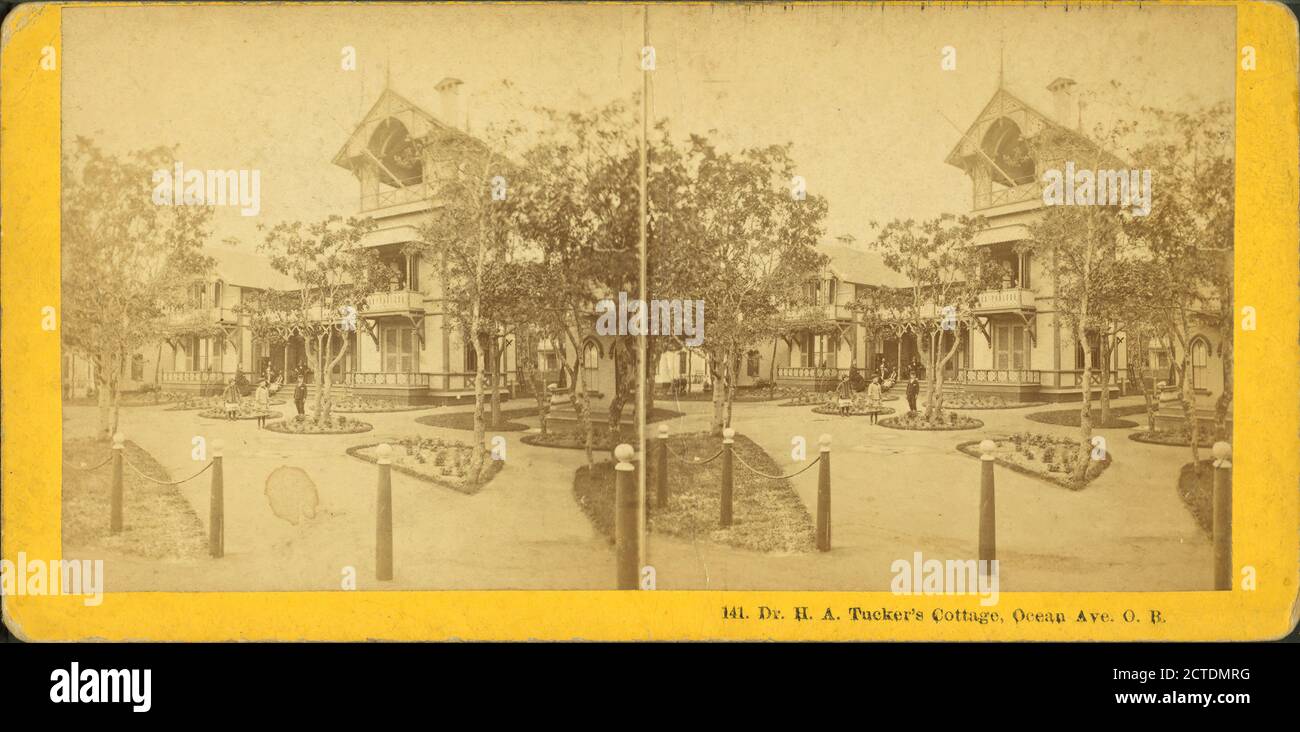 Dr. H.A. Tucker's cottage, Ocean Ave., O.B., still image, Stereographs, 1850 - 1930, C. H. Shute & Son Stock Photo