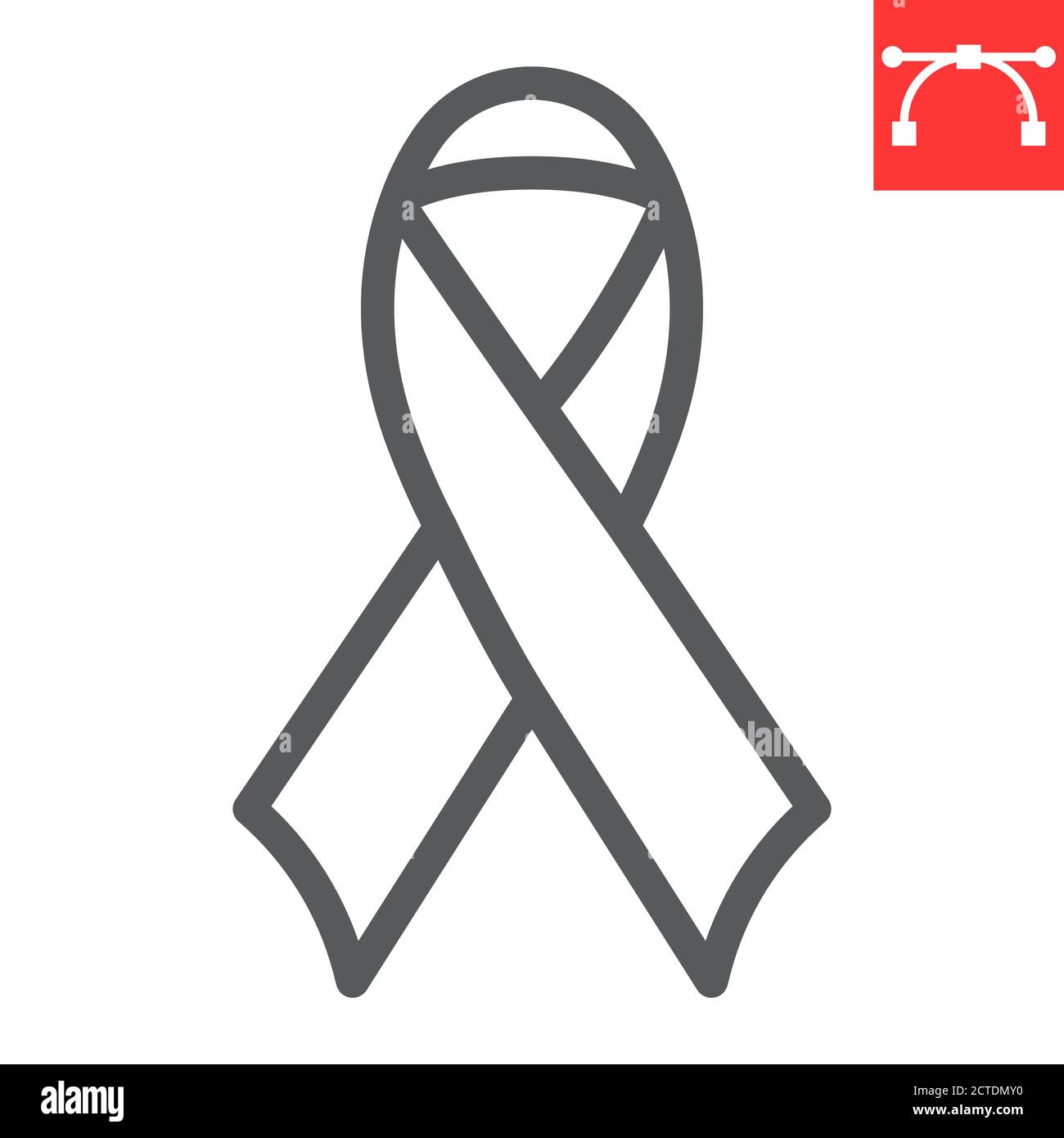 Worlds AIDS day line icon, aids and hiv, red ribbon sign vector ...