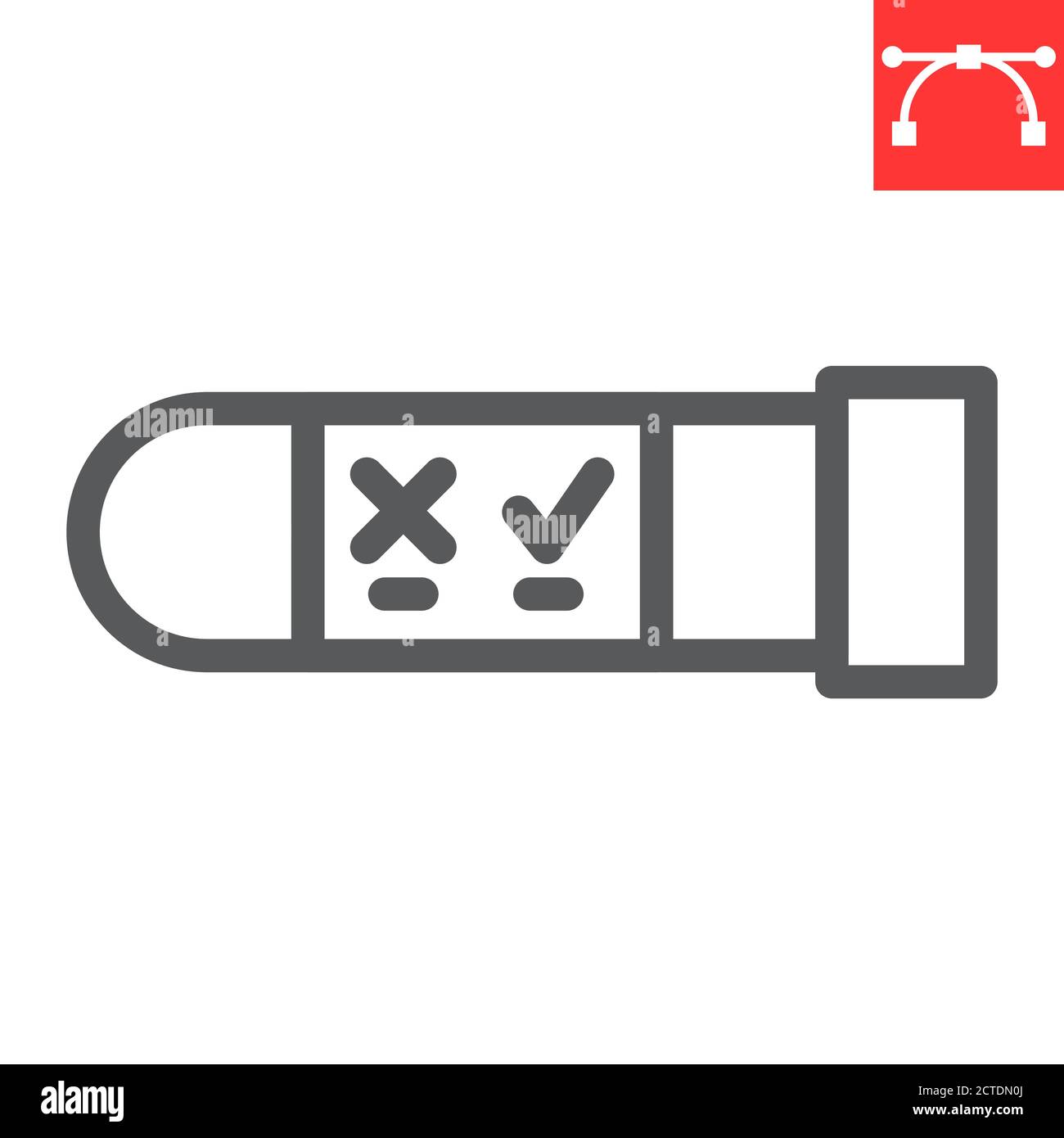 HIV test tube line icon, aids and hiv, vial for analysis sign vector ...