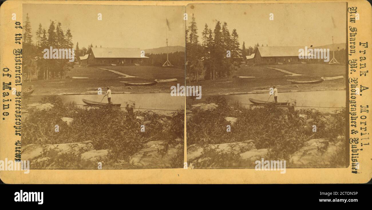 Oquossoc Angling Association building., still image, Stereographs, 1850 - 1930, Morrill, Frank A Stock Photo