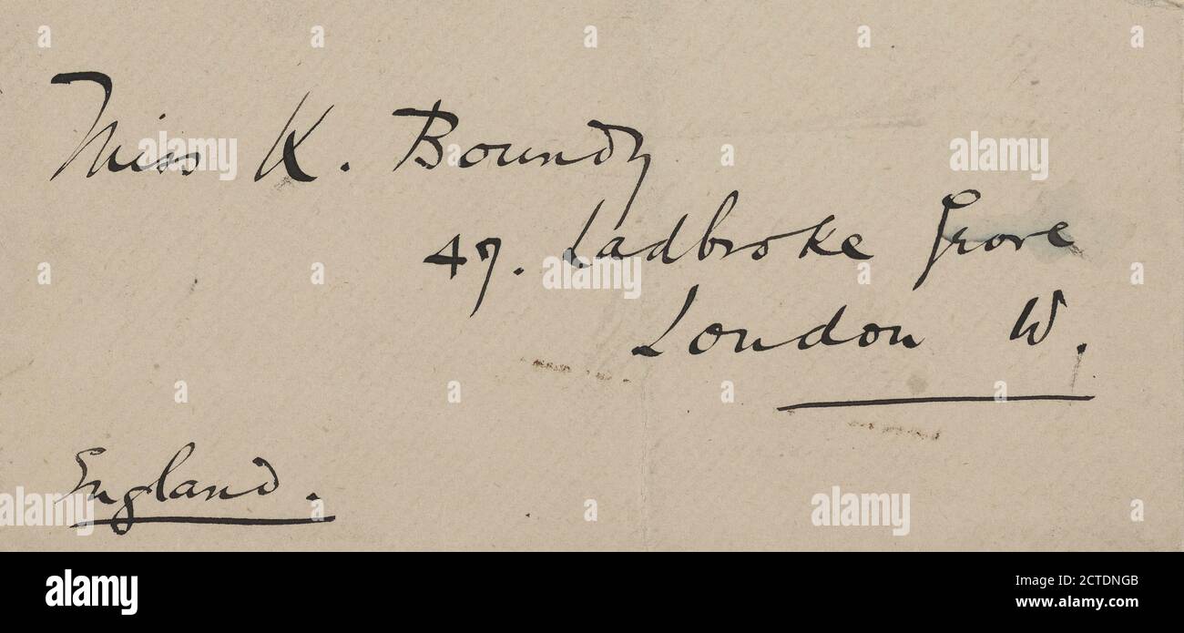 Boundy, Kate, text, Correspondence, 1889 Stock Photo