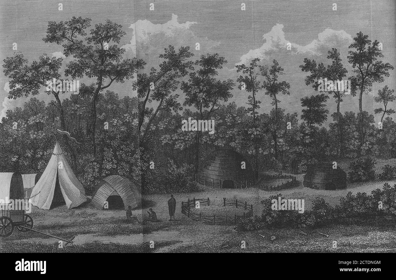 Camp a une Horde de Caffres detruits., still image, 1795 Stock Photo