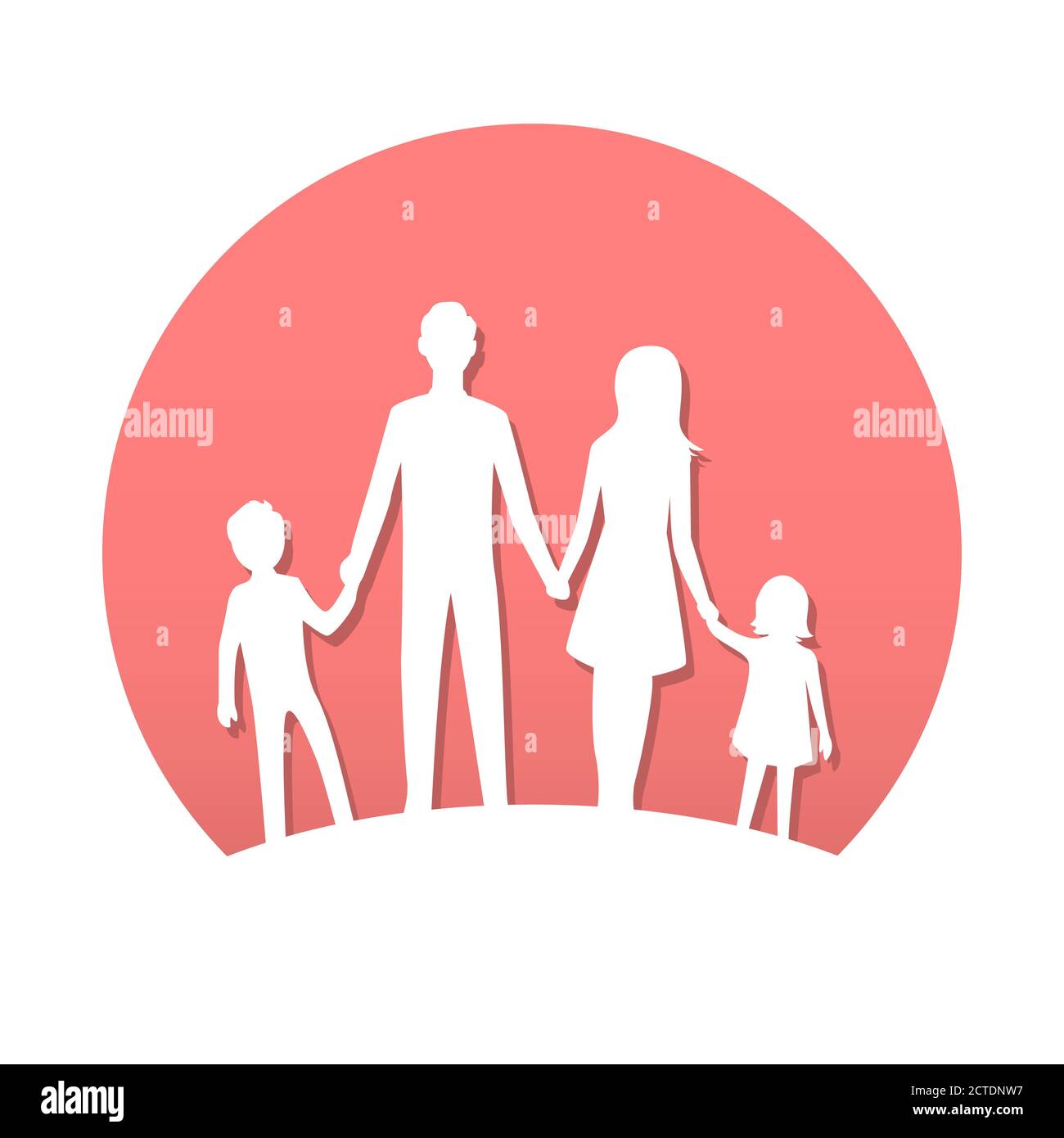 Silhouette of a friendly family. Stock Vector