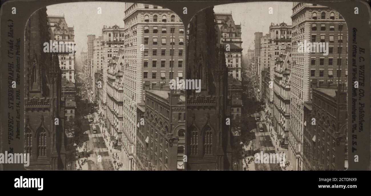 America's greatest thoroughfare; Broadway from the Empire Building, north past Trinity Church steeple, New York, U. S. A.., 190..., New York (State), New York (N.Y.), Broadway (New York, N.Y Stock Photo