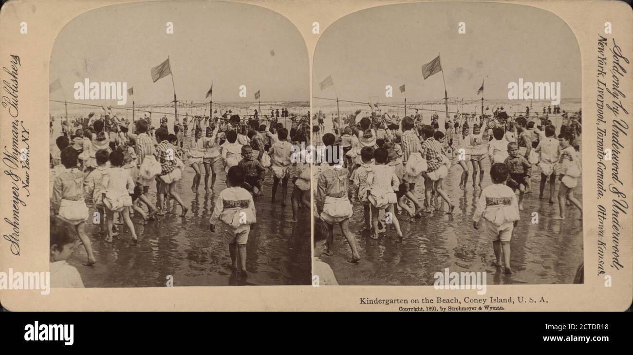 Kindergarten on the beach, Coney Island, U.S.A., 1865?1919, New York