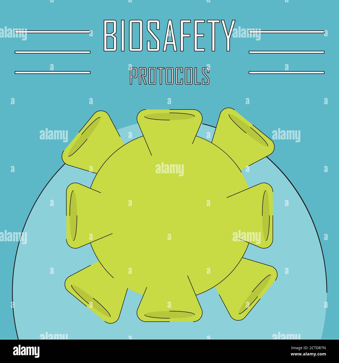 Biosafety protocols poster. Coronavirus protection - Vector illustration Stock Vector