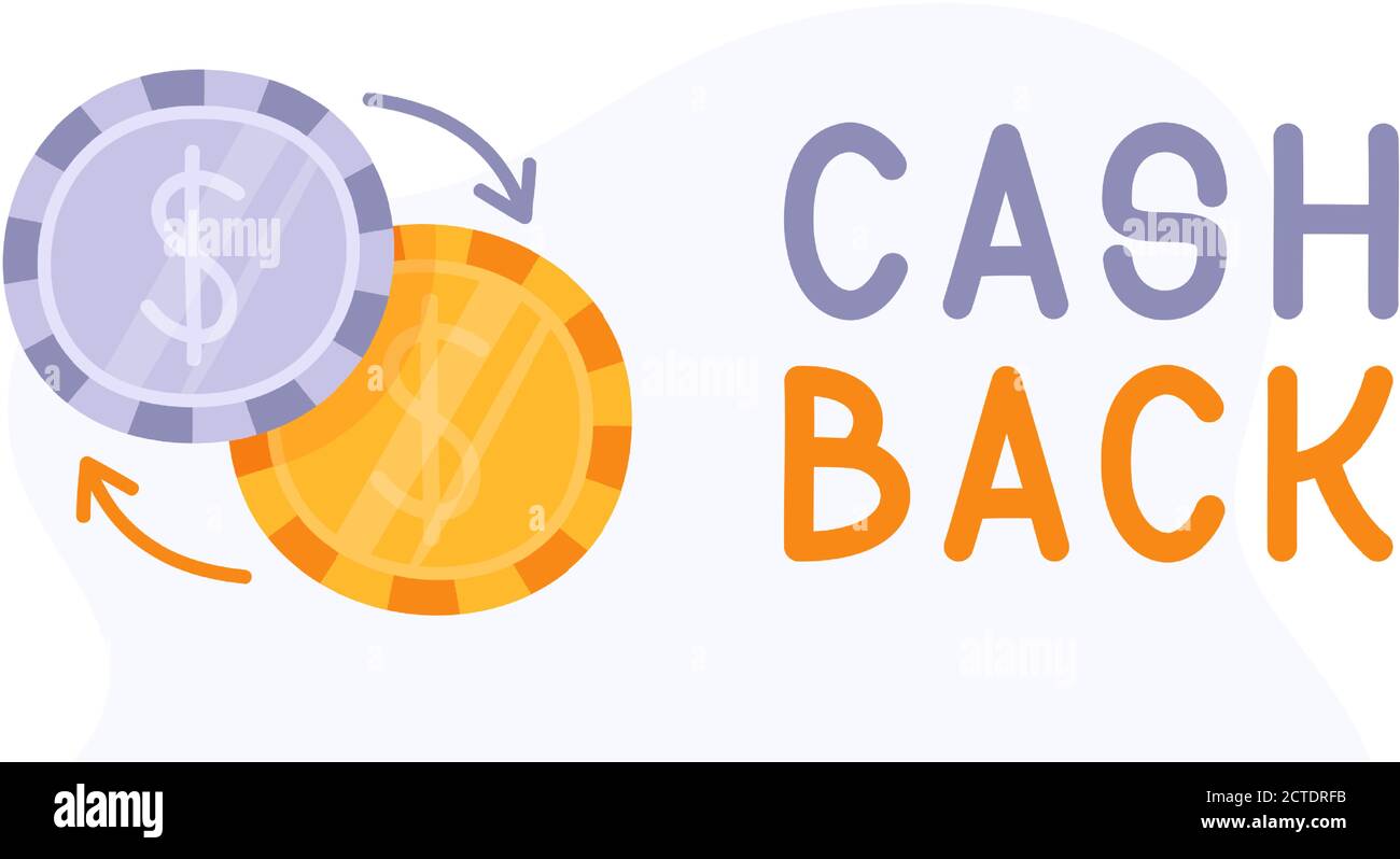 Cash Back Hand Drawn with coins Icon. Cash Back Or Money Refund Label ...