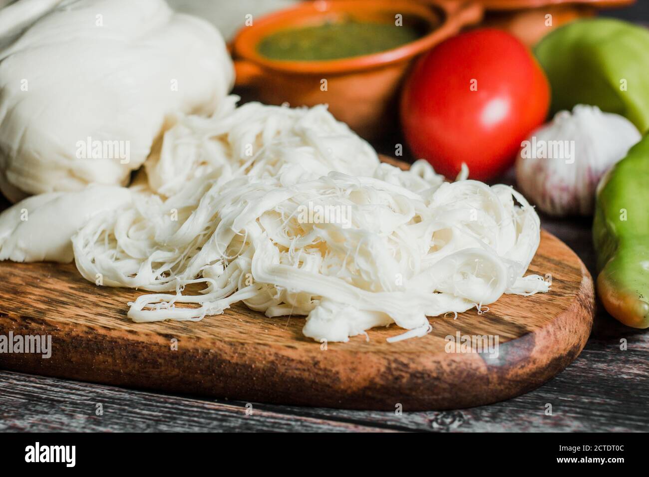 Oaxaca cheese called quesillo traditional from Oaxaca Mexico Stock