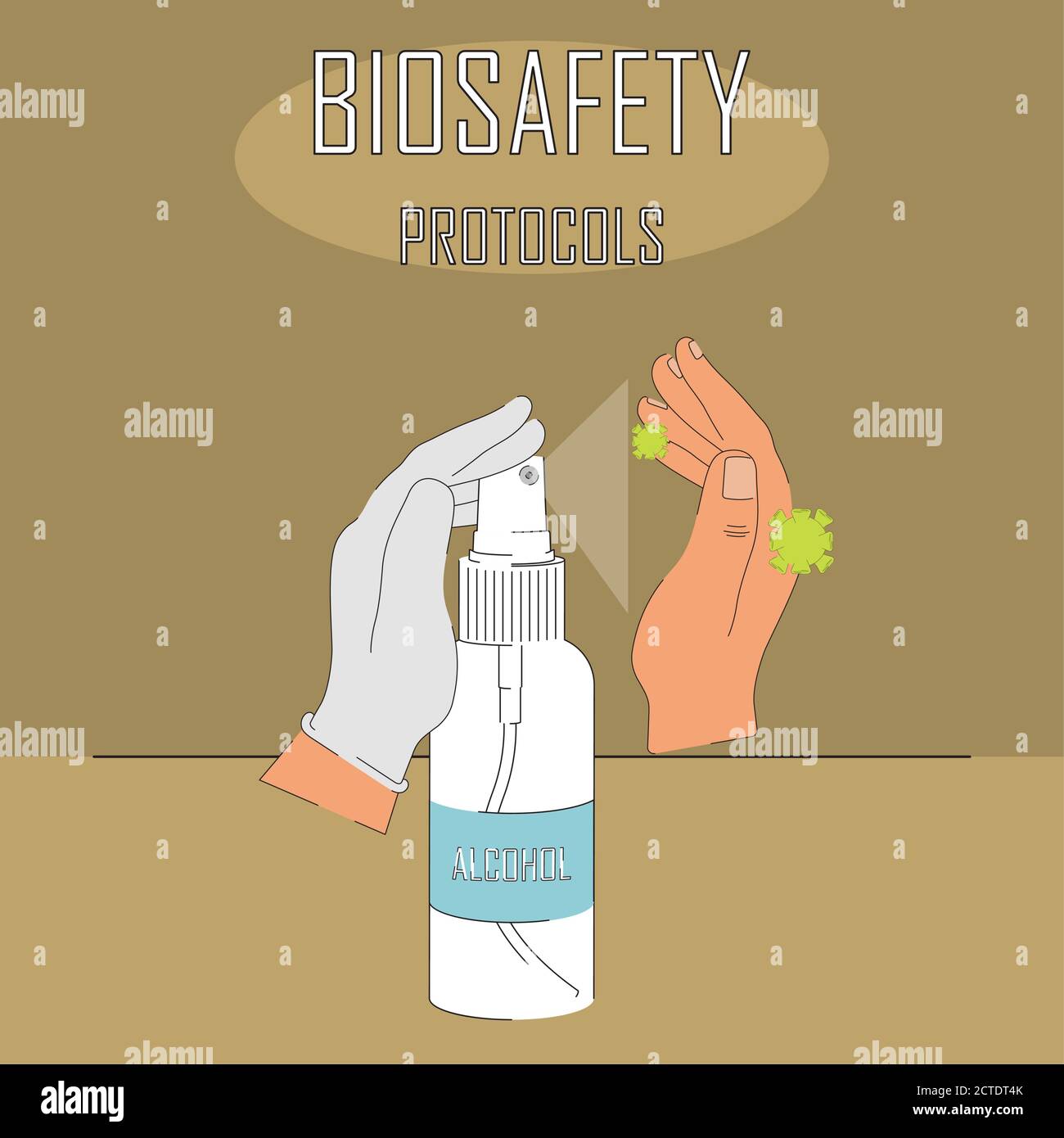 Biosafety protocols poster. Make use of alcohol - Vector Stock Vector