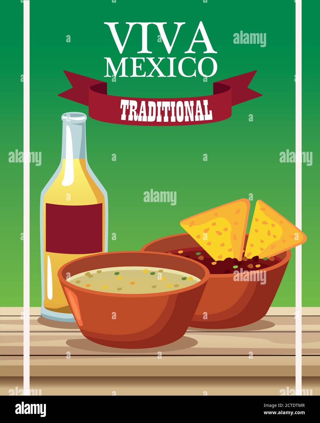viva mexico lettering and mexican food poster with nachos in sauces and ...