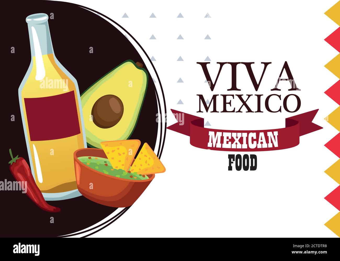 viva mexico lettering and mexican food poster with tequila and nachos ...