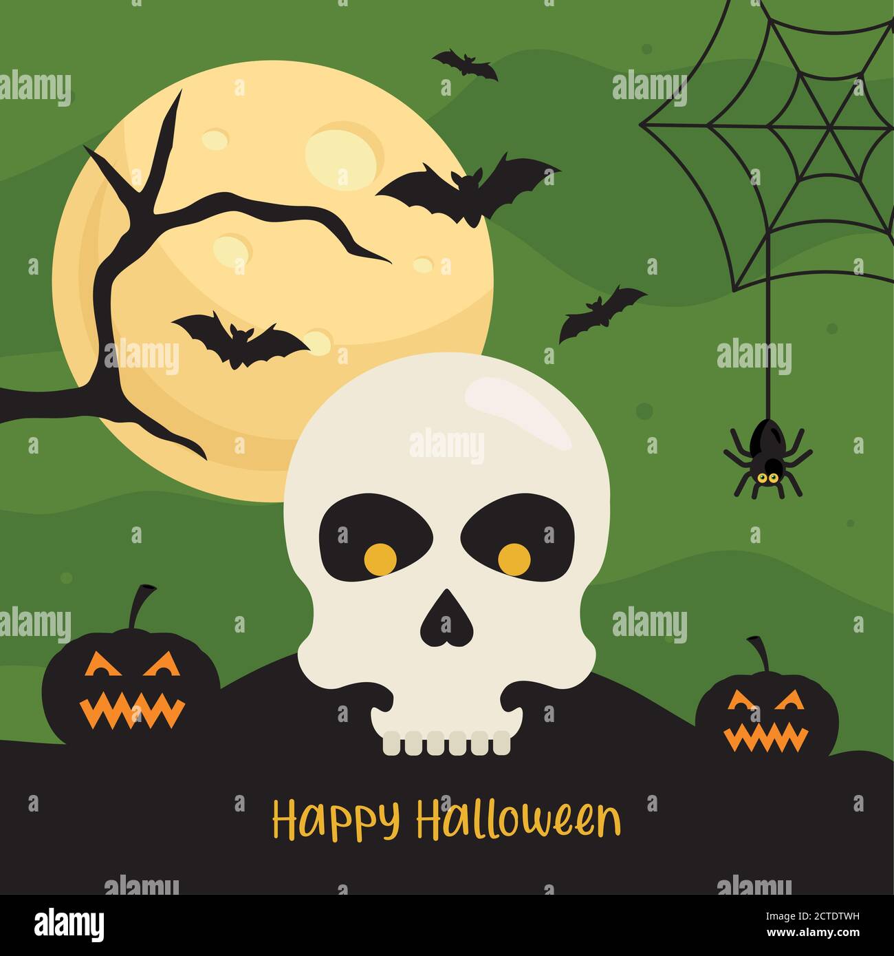 happy halloween with skull cartoon vector design Stock Vector Image ...
