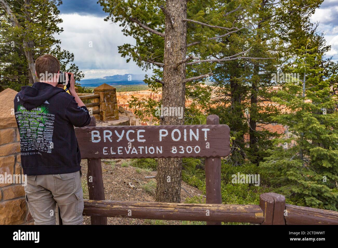 Sign at the Brice Point Overlook in Bryce Canyon National Park, Utah Stock Photo