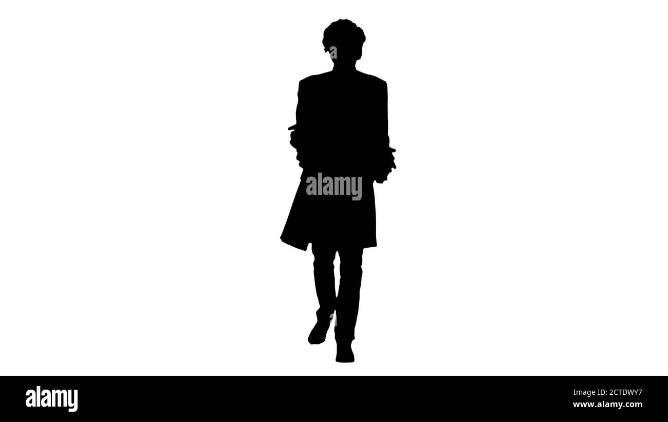 Silhouette Man dressed as courtier talking expressively and waiv Stock Photo