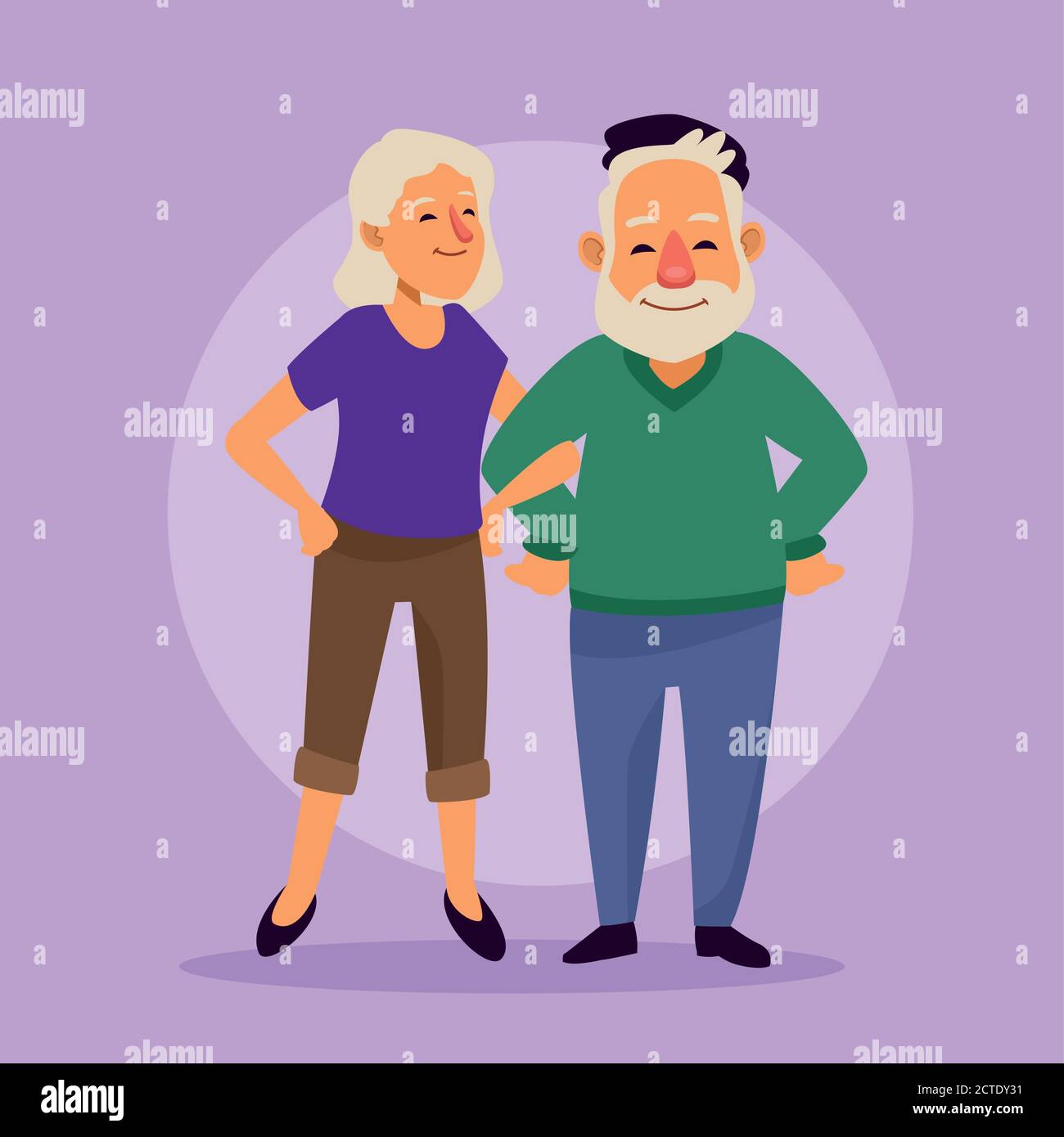 old couple active seniors characters vector illustration design Stock Vector