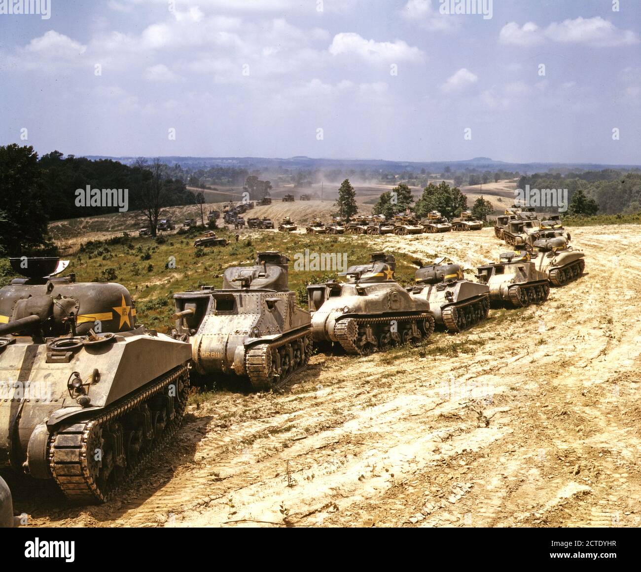 M-4 tank line, Ft. Knox, Ky. - June 1942 Stock Photo