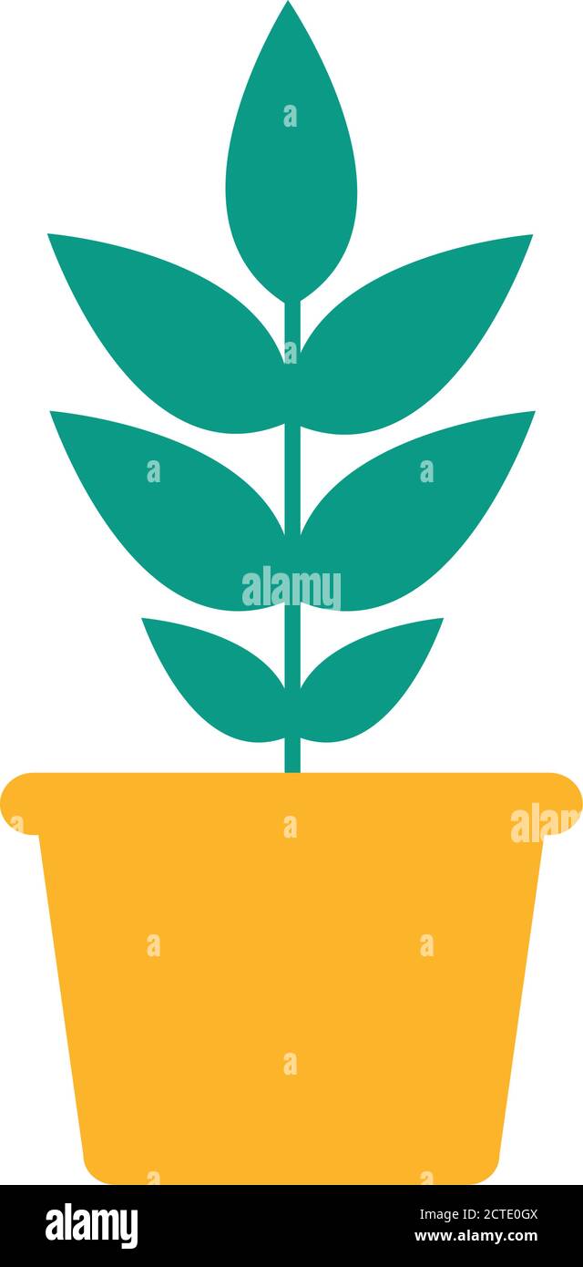 plant inside pot flat style icon vector design Stock Vector Image & Art ...
