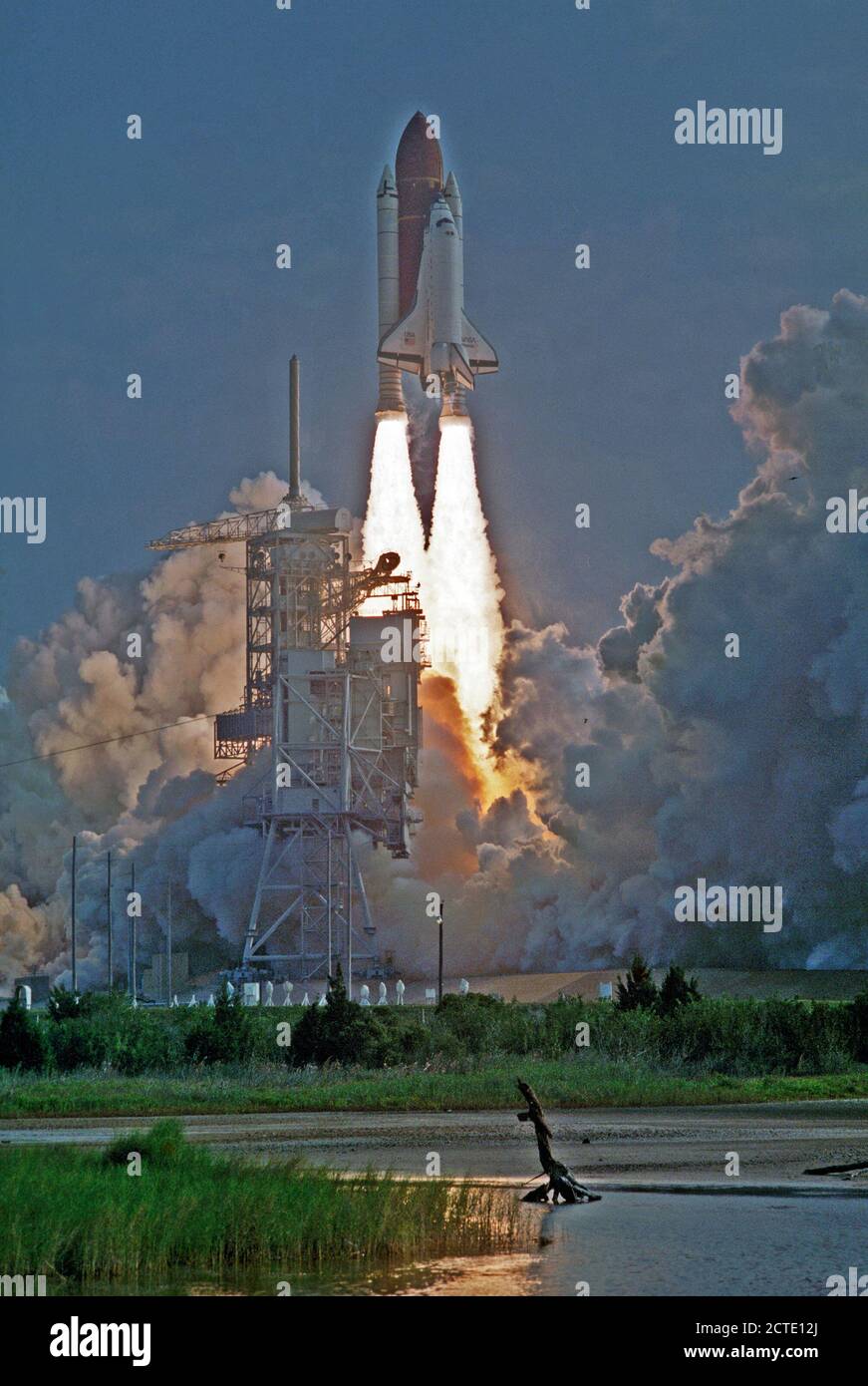 The STS-45 mission launched aboard the Space Shuttle Atlantis on March 24, 1992 at 8:13:40am (EST) carrying the Atmospheric Laboratory for Application and Science (ATLAS-1) as its primary payload. Stock Photo
