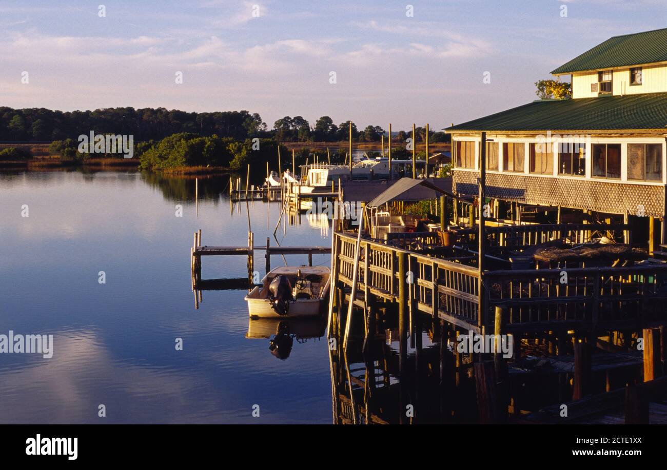 Overlooking Cedar Key Marina II, Cedar Key Florida Stock Photo