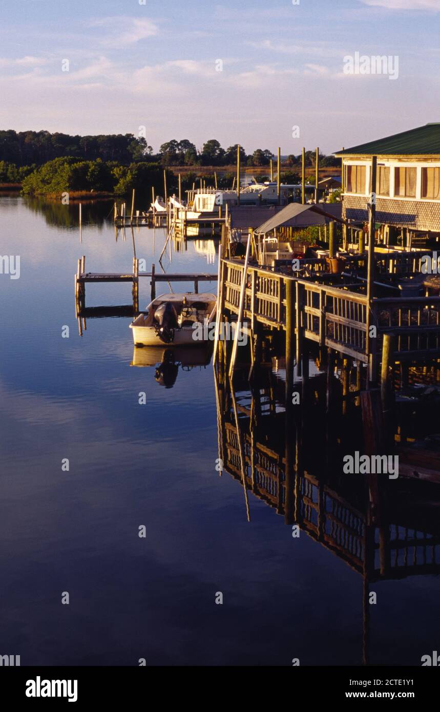 Overlooking Cedar Key Marina II, Cedar Key Florida Stock Photo