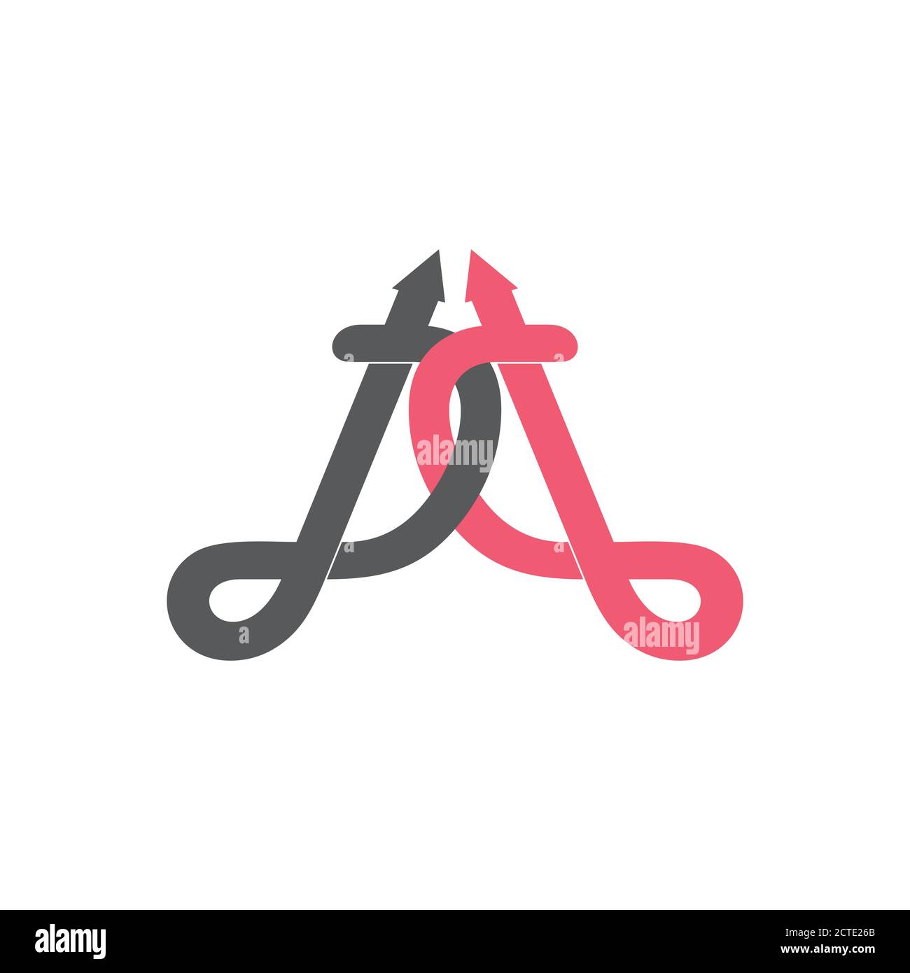 letter dd arrow linked curves lines art logo vector Stock Vector