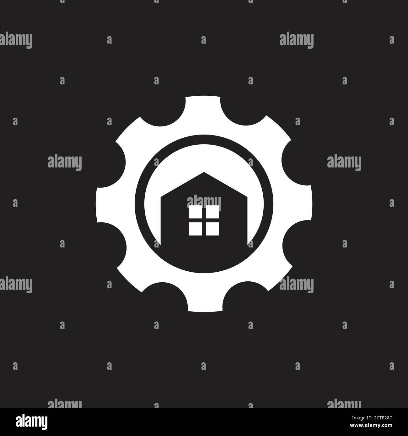 home cog machine adjustable wrench logo vector Stock Vector