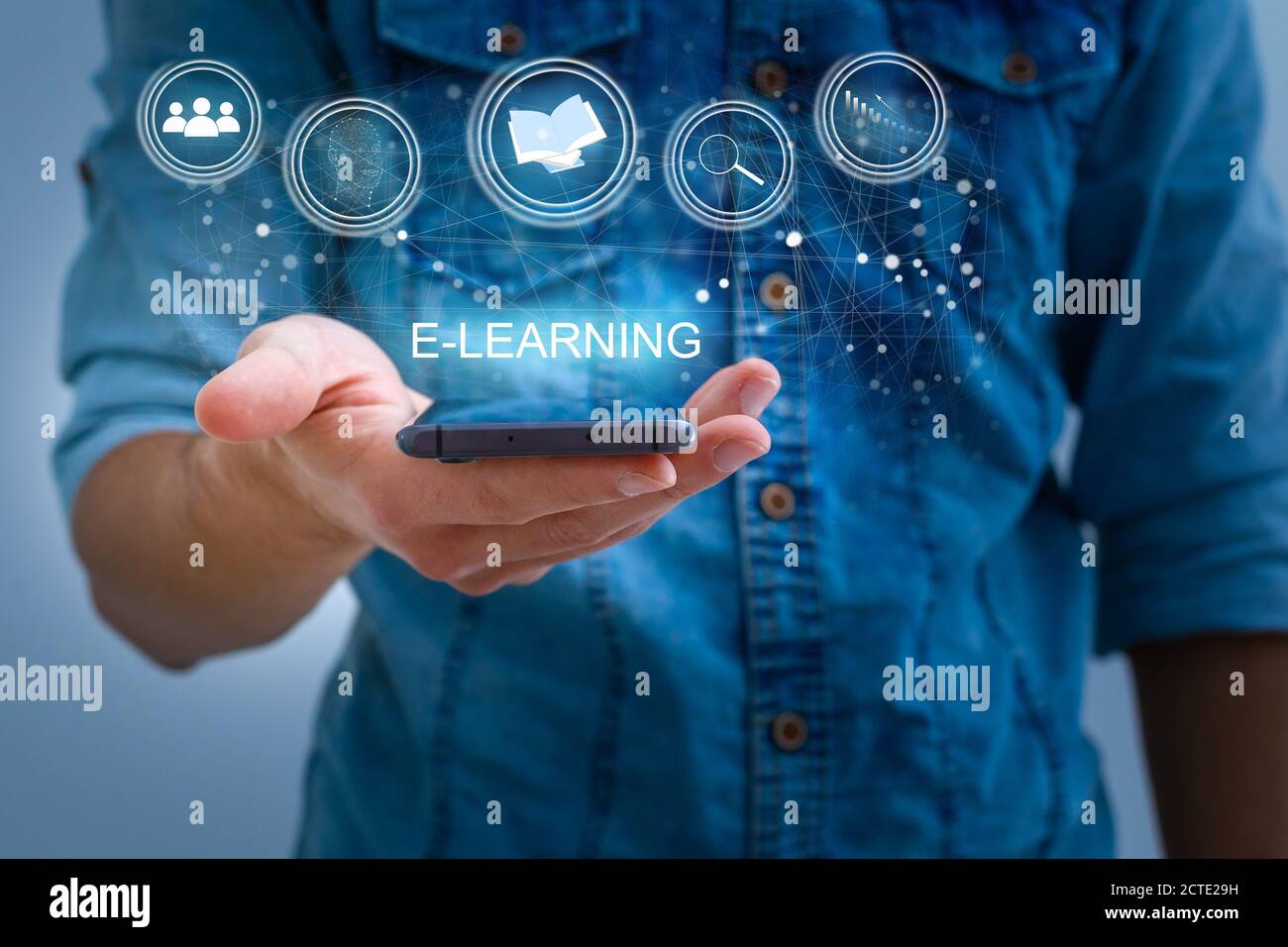 Businessman focused on case study. study online, e learning Stock Photo