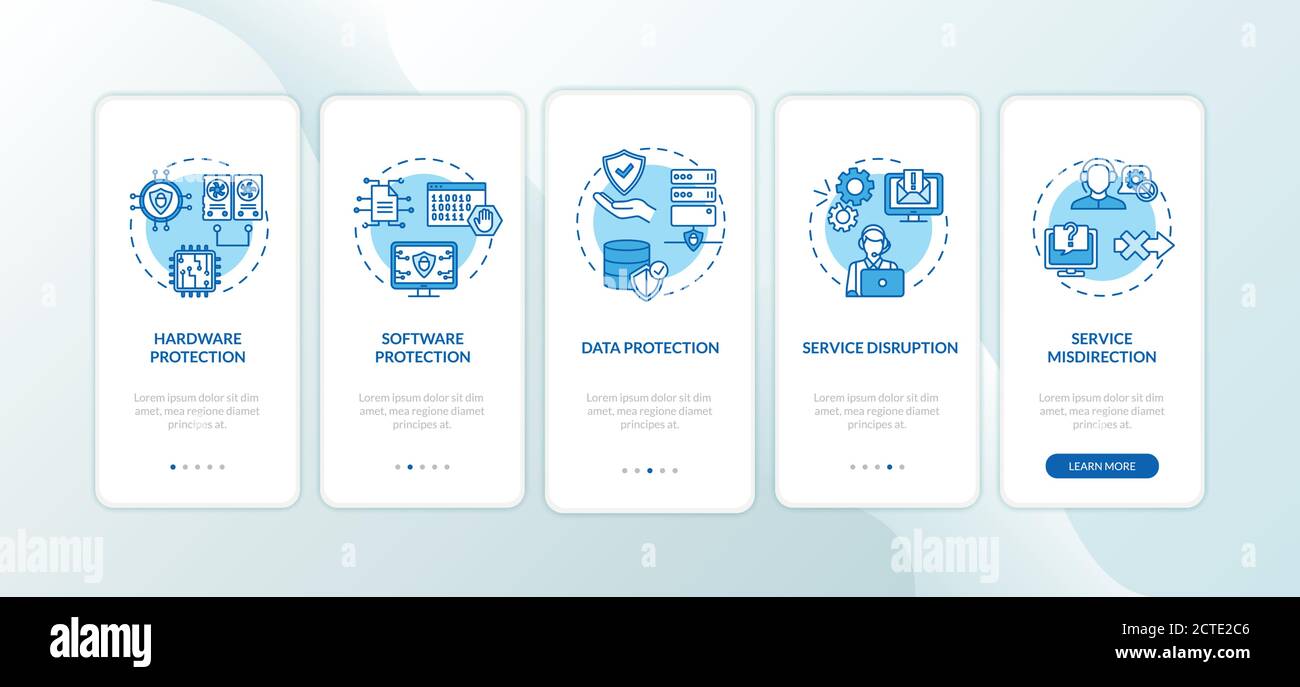 Cybersecurity components onboarding mobile app page screen with ...