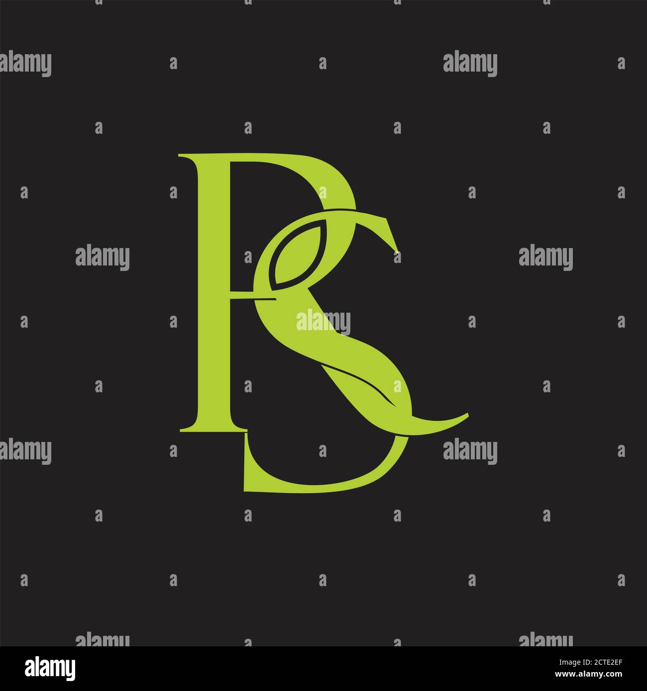 letters rs green leaf simple linked logo vector Stock Vector