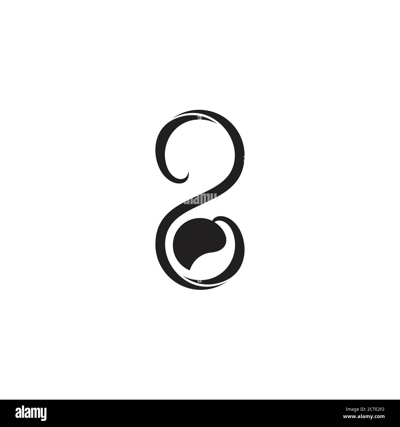 number 2 curves geometric leaf logo vector Stock Vector
