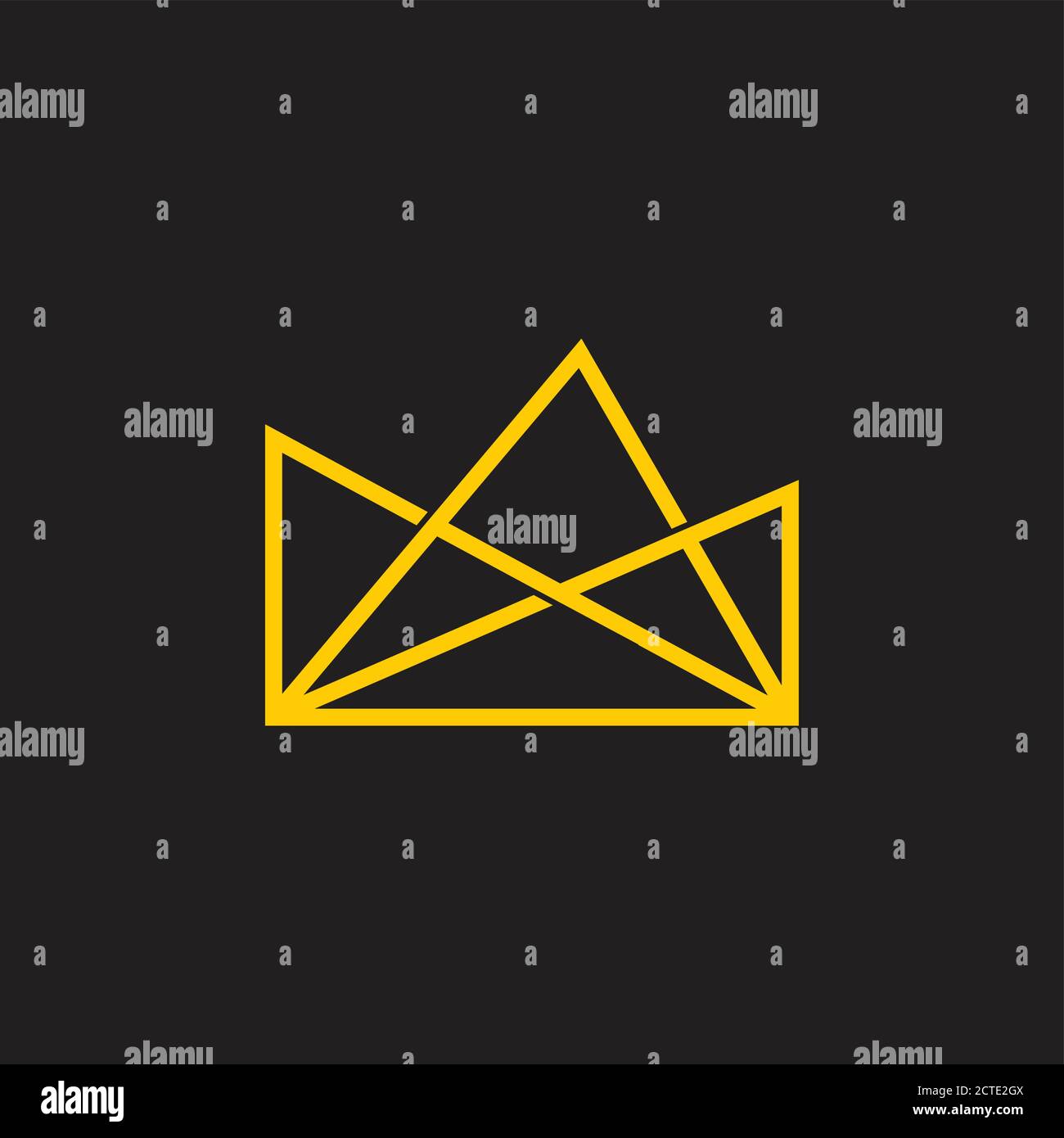 crown linked triangles thin lines art logo vector Stock Vector