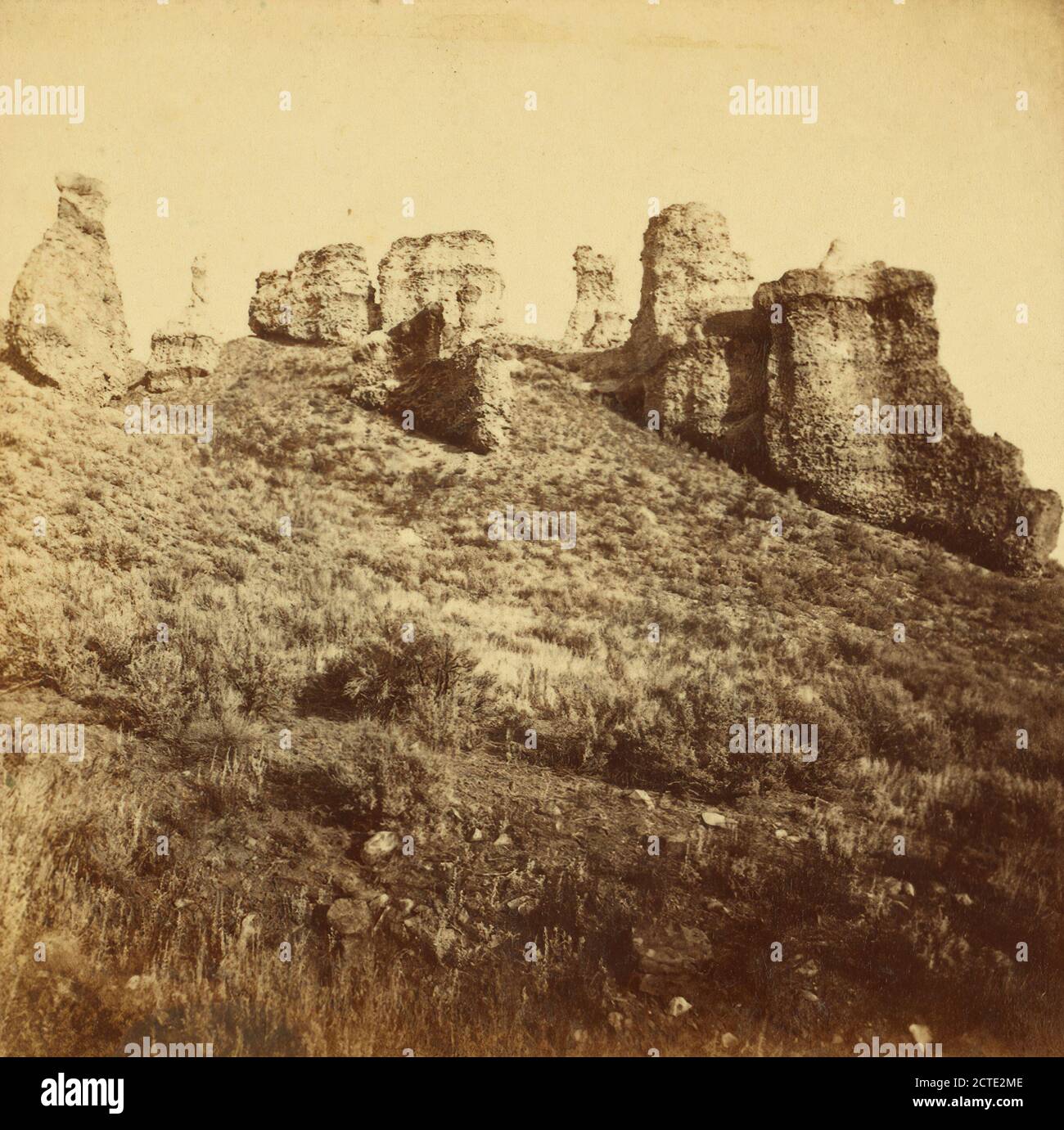 Witch Rocks, (conglomerate), near Echo, Utah, U.P.R.R., Watkins, Carleton E. (1829-1916), Central Pacific Railroad Company Stock Photo