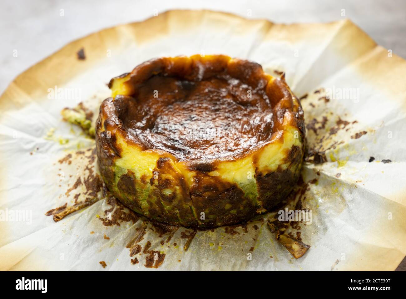Matcha basque burnt cheesecake Stock Photo