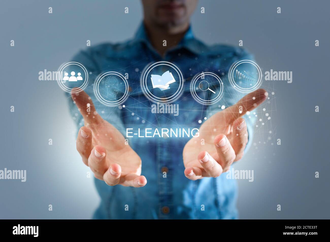 Businessman focused on case study. study online Stock Photo