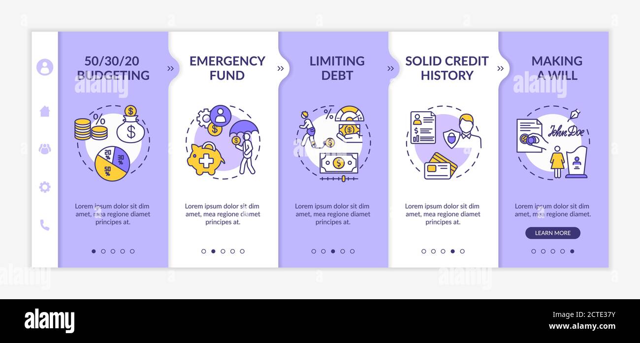 Best savings strategies onboarding vector template Stock Vector