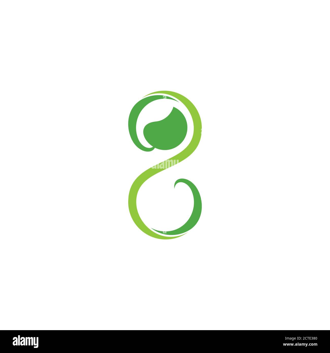 number 2 curves geometric leaf logo vector Stock Vector