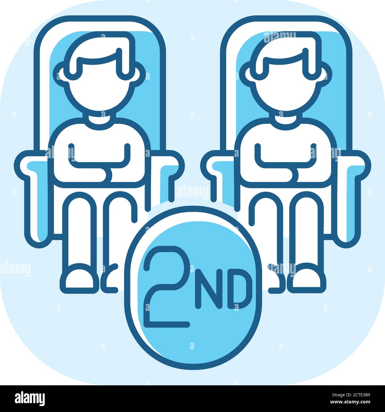 Second class seats blue RGB color icon Stock Vector