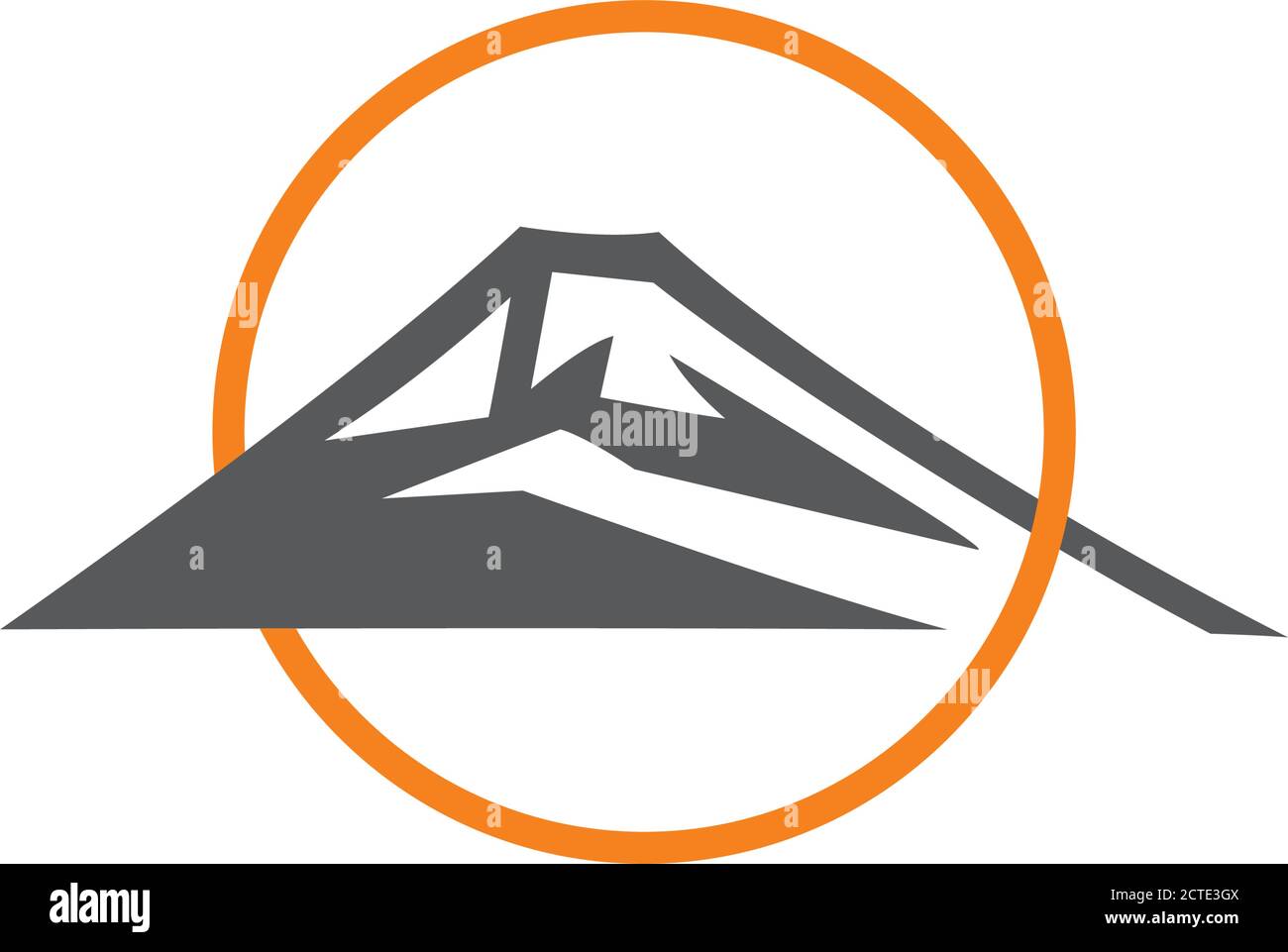 mountain circle sun overlapping colorful logo Stock Vector