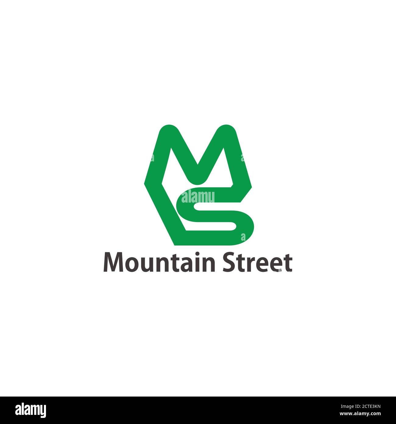 abstract letter ms green mountain street logo vector Stock Vector