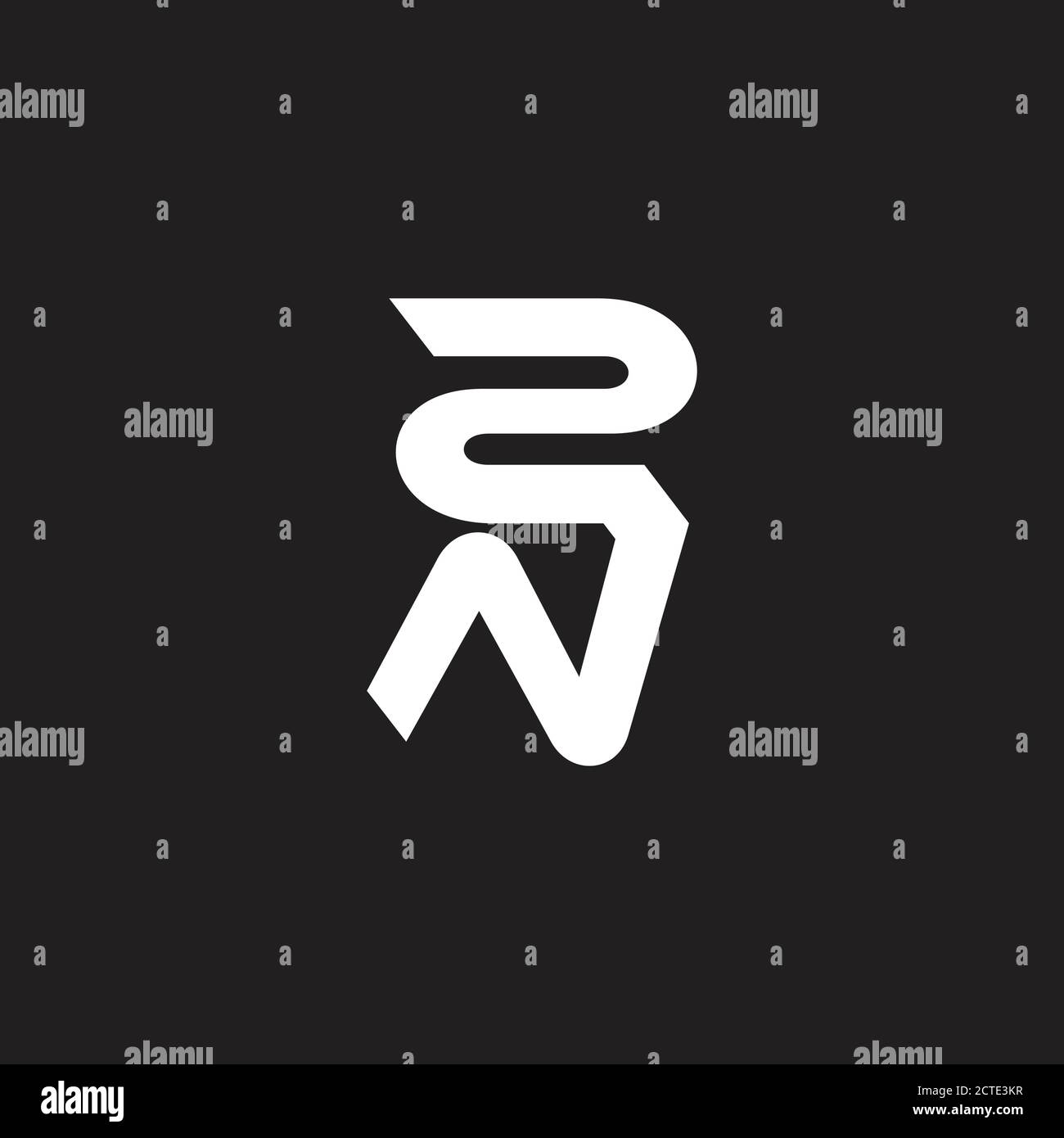 abstract letter rn linked lines simple geometric logo vector Stock Vector