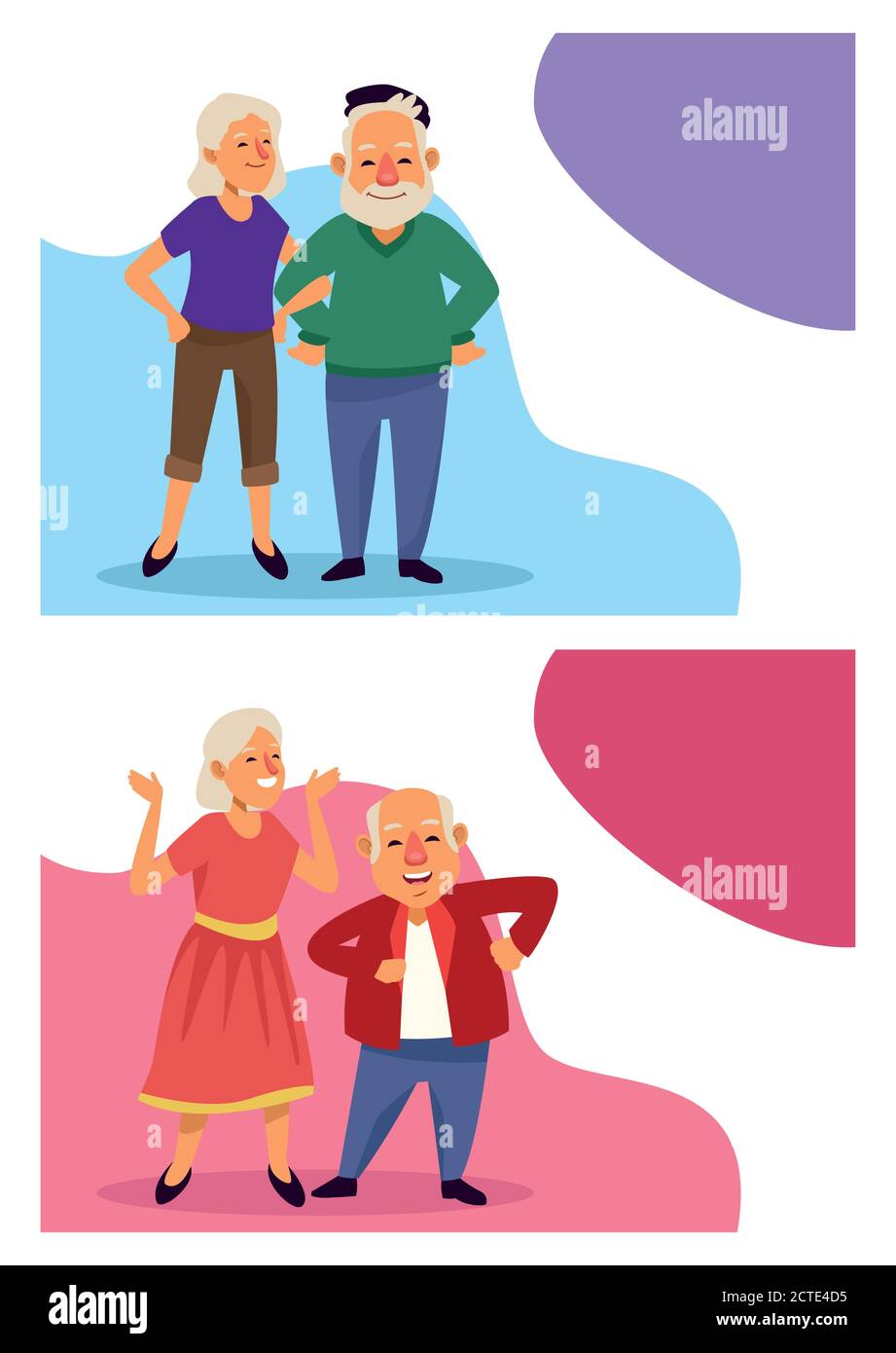 old couples active seniors characters vector illustration design Stock Vector