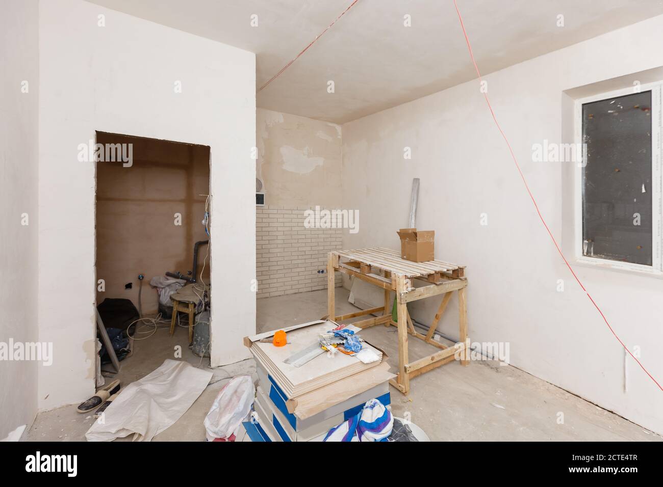 Remodeling attic bathroom with drywall repair, plastering painting, stucco. Bathroom repair and