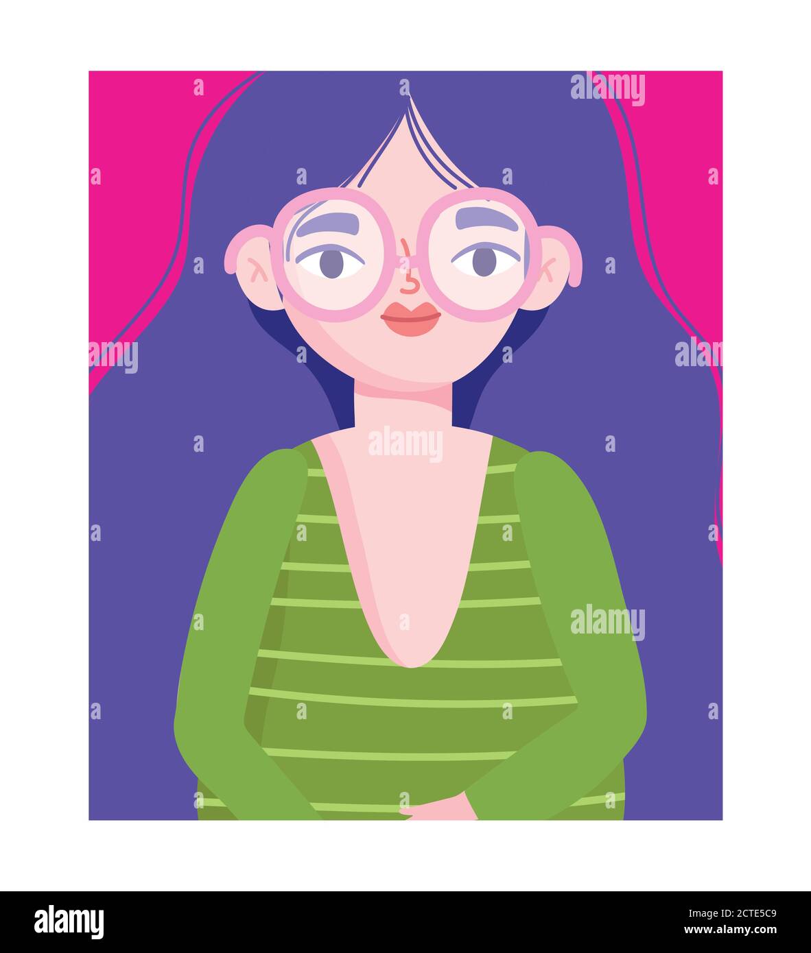 perfectly imperfect, cartoon woman with glasses character vector illustration Stock Vector Image