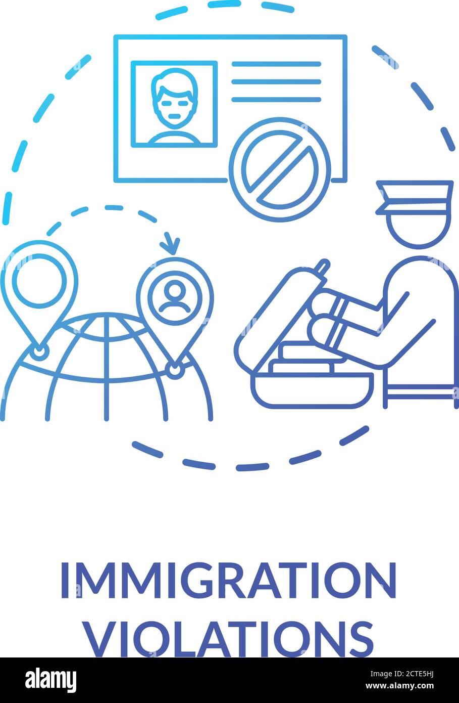 Immigration violations concept icon Stock Vector