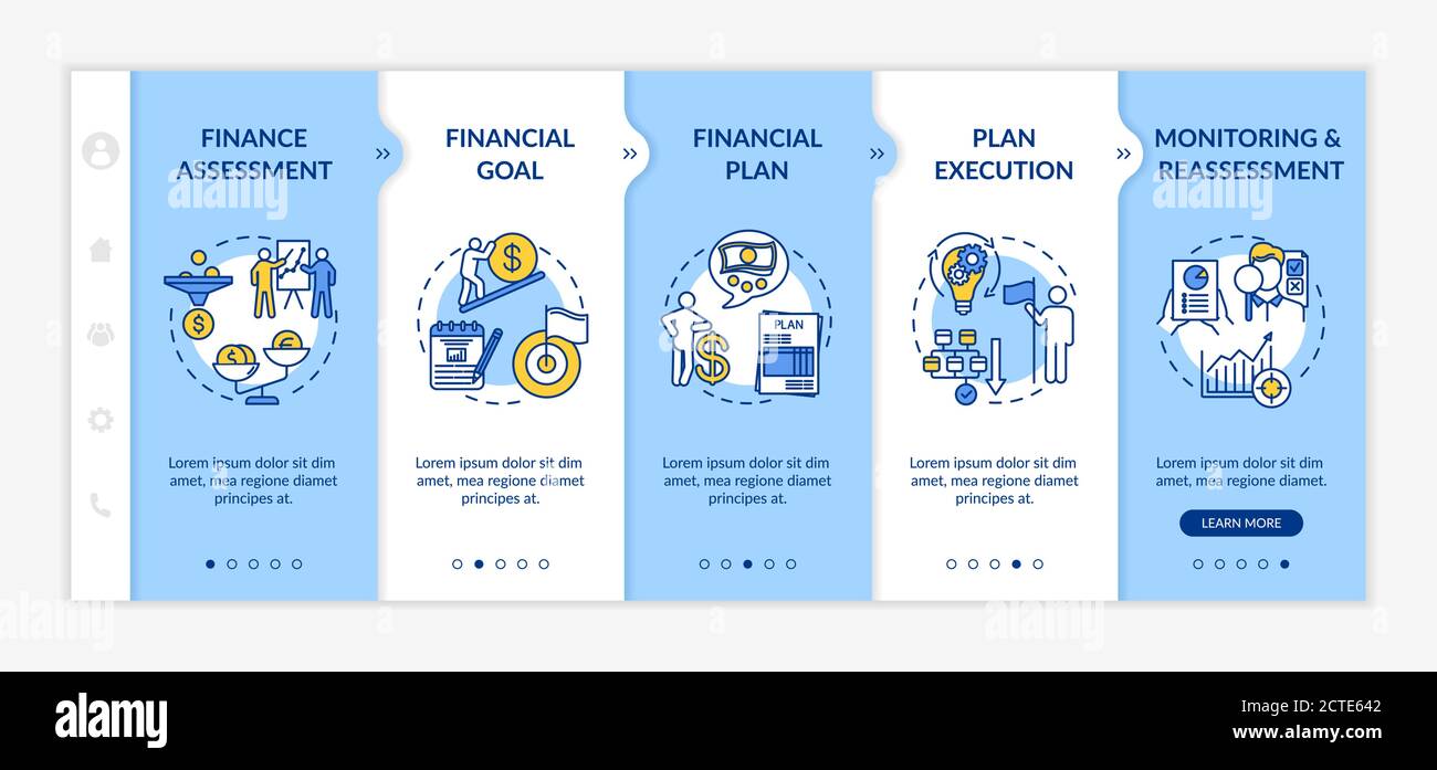 Financial planning process onboarding vector template Stock Vector