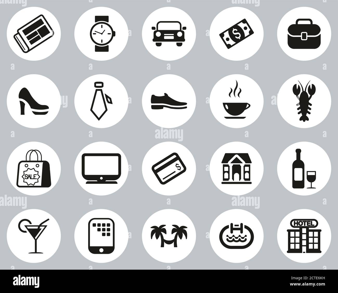 Adult Life Icons Black & White Flat Design Circle Set Big Stock Vector ...