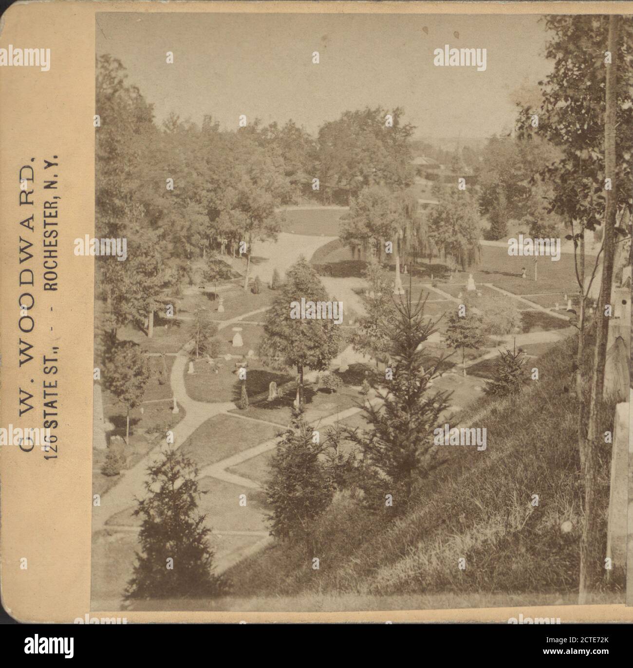 View from Oak Avenue., Woodward, C. W. (Charles Warren), Mount Hope Cemetery (Rochester, N.Y.), New York (State), Monroe County (N.Y.), Rochester (N.Y Stock Photo