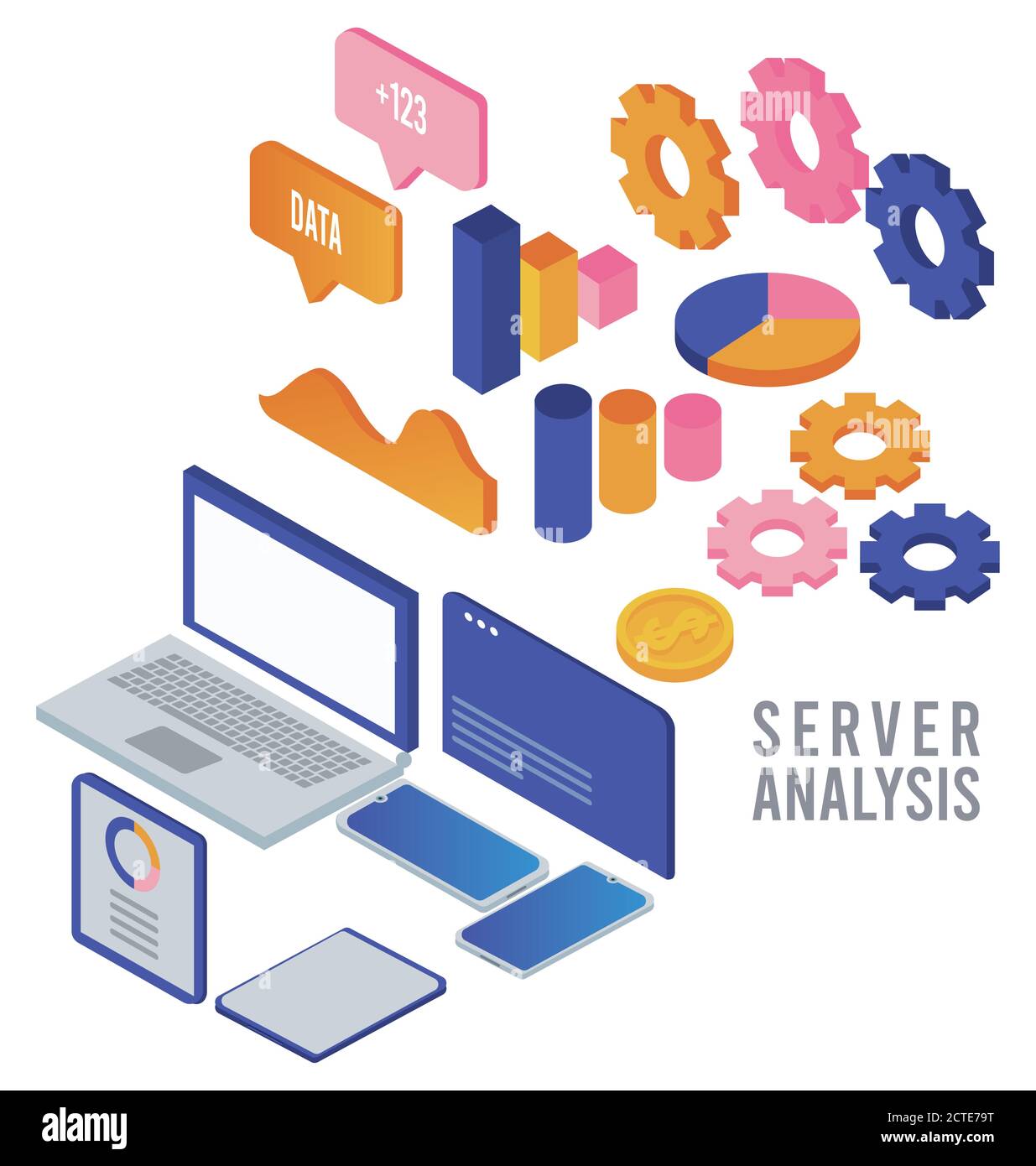 data analysis technology with digital devices and statistics