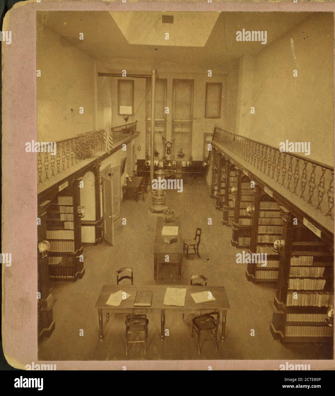 Interior of a library, possibly at Elyria., Lee, Chas. F. (Charles F.) (1843-1917), Ohio Stock Photo