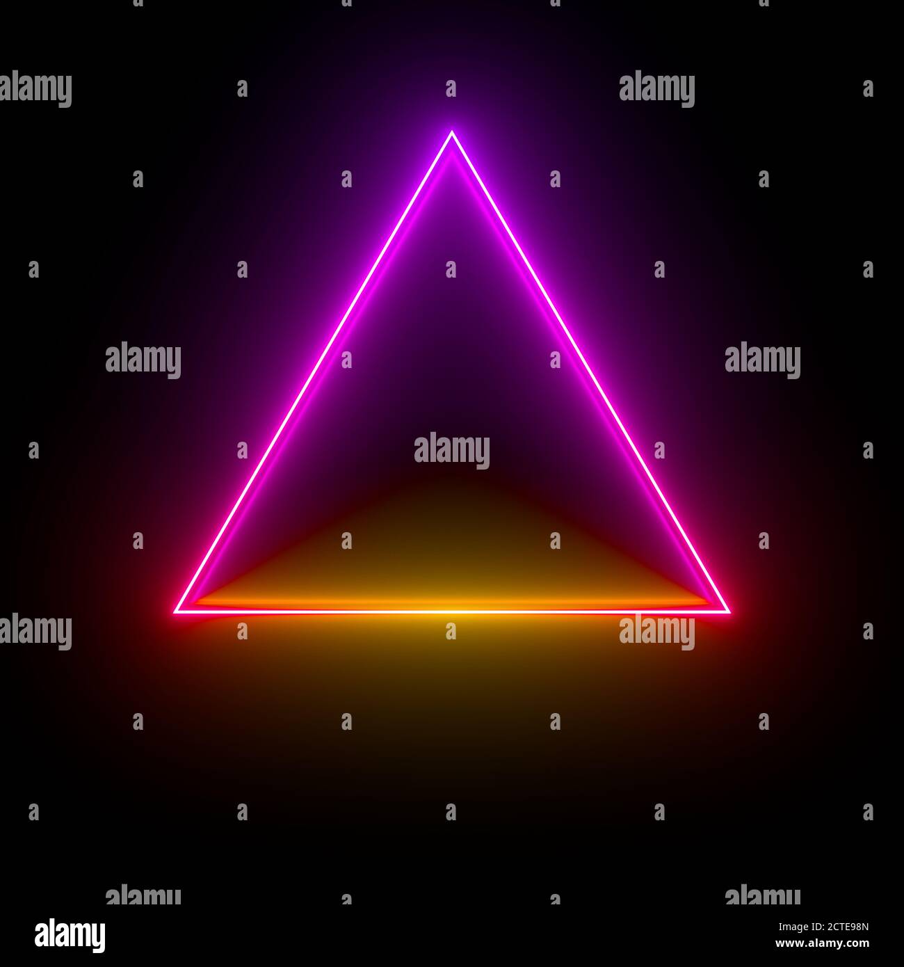 Multicolored neon lamp on a black background. Halogen light. Simple
